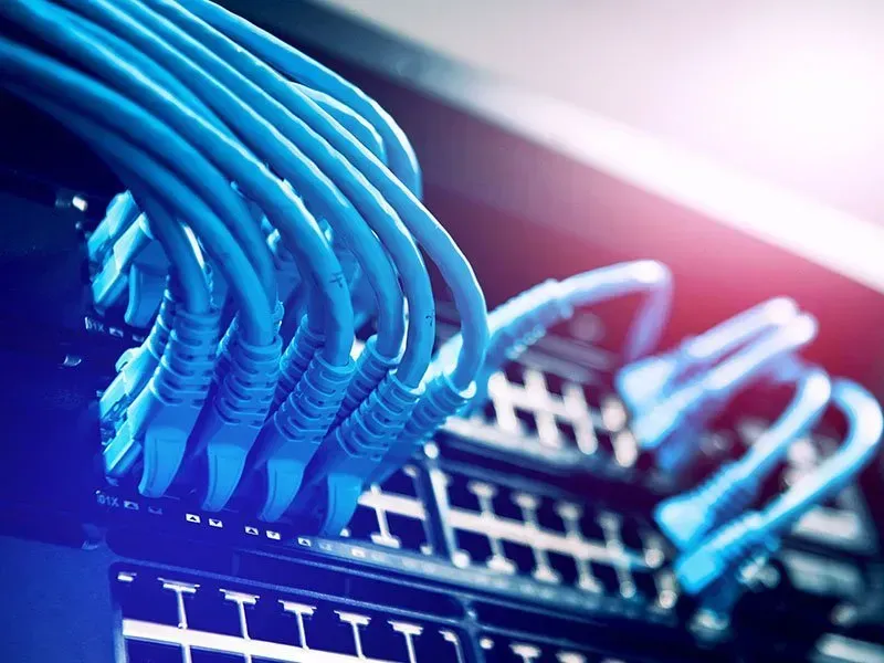 A structured cabling installation, patch panel neatly terminated